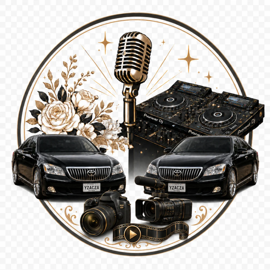 MC, DJ, photography, videography and wedding car package icon